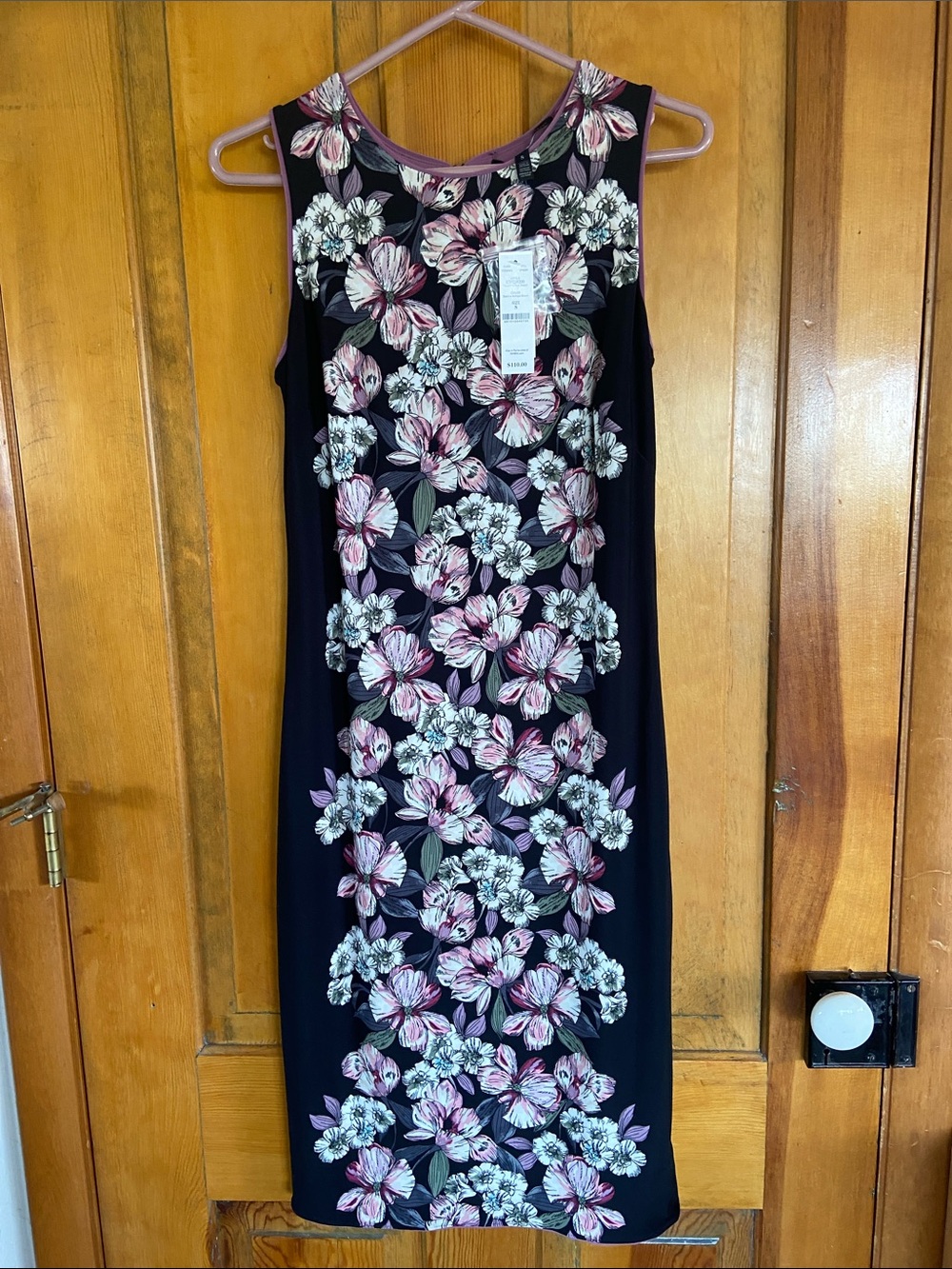 White House Black Market Reversible Midi Dress with Floral Panel